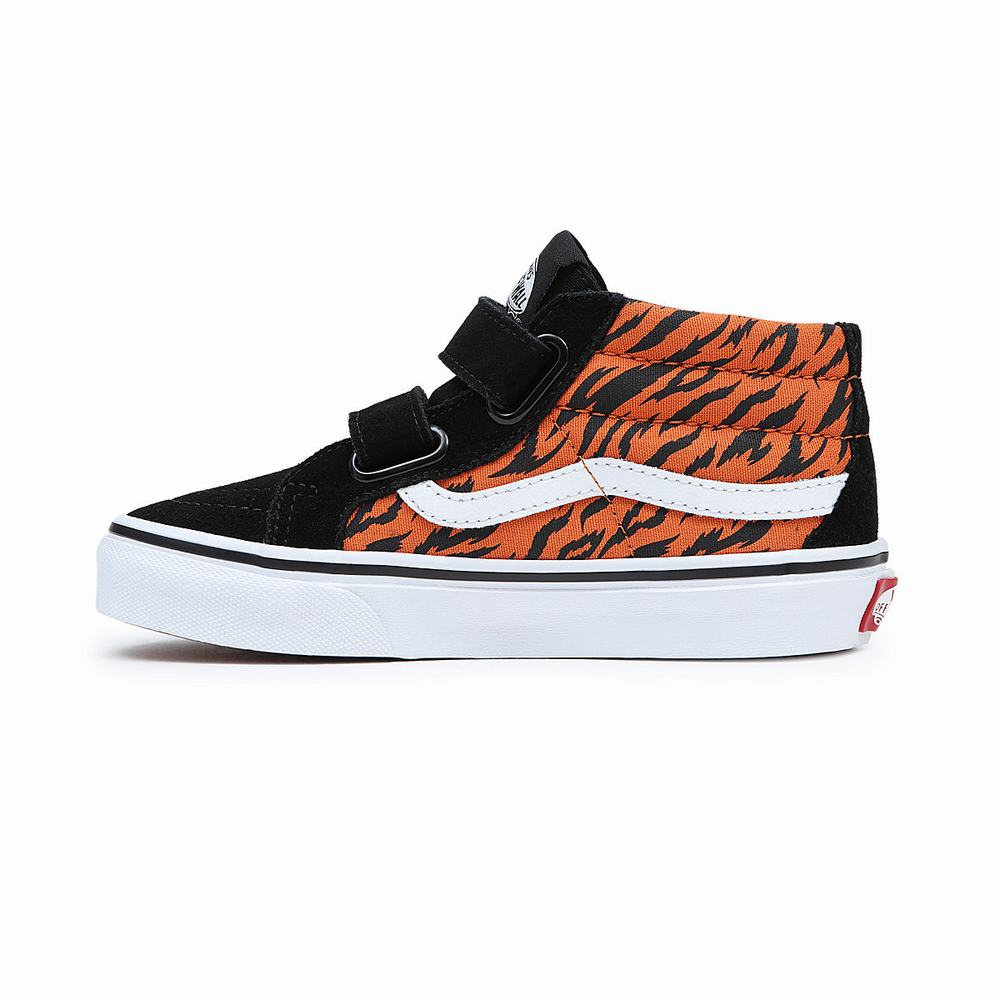 Kids' Vans Sk8-Mid Reissue V (4-8 years) Sneakers Black / Orange | USA10429