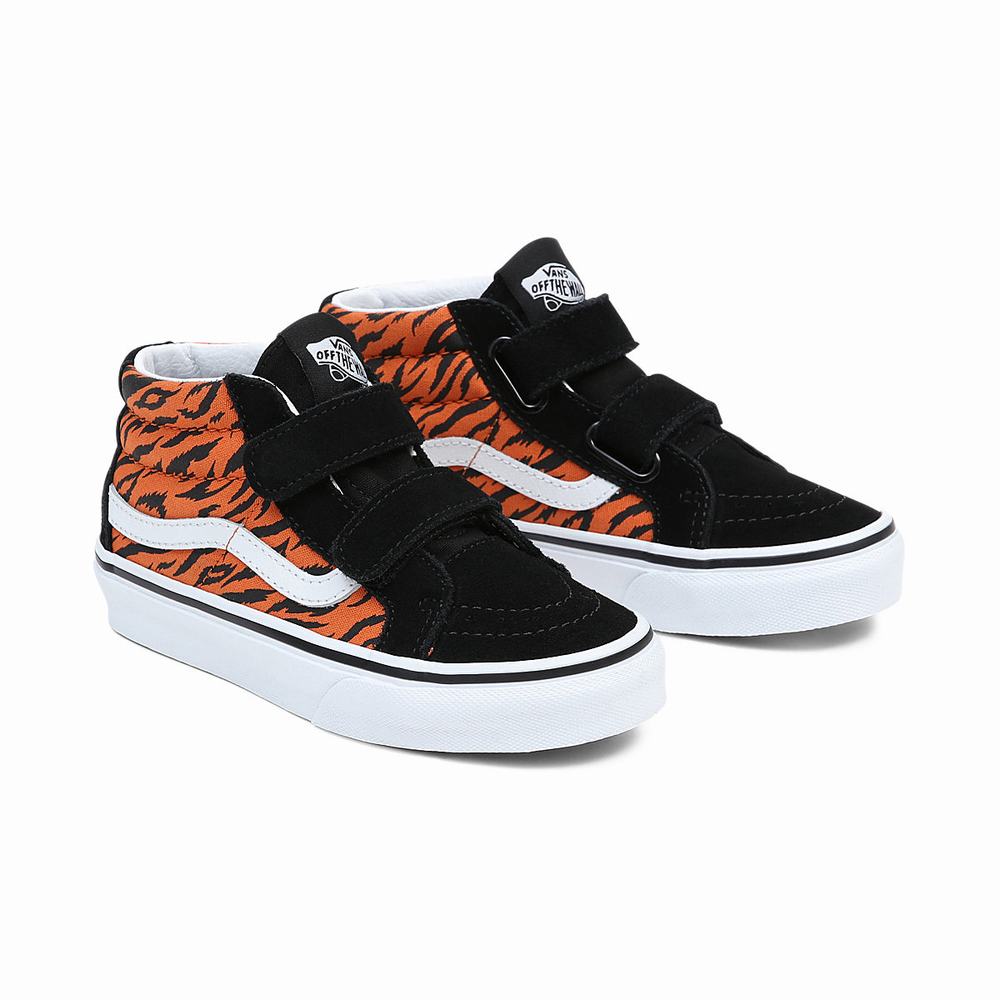 Kids\' Vans Sk8-Mid Reissue V (4-8 years) Sneakers Black / Orange | USA10429