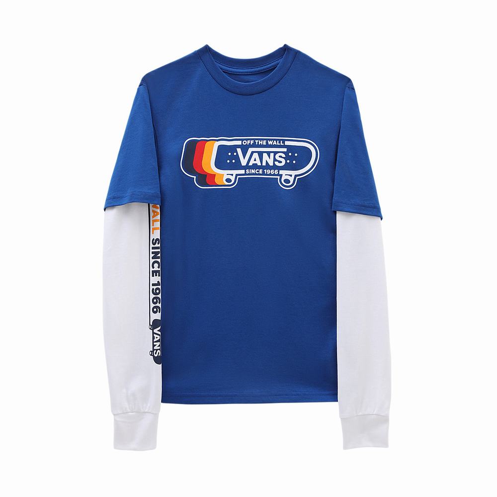 Kids' Vans Sk8 Since 1966 Twofer Long Sleeve (8-14 years) T Shirts Blue | USA64817