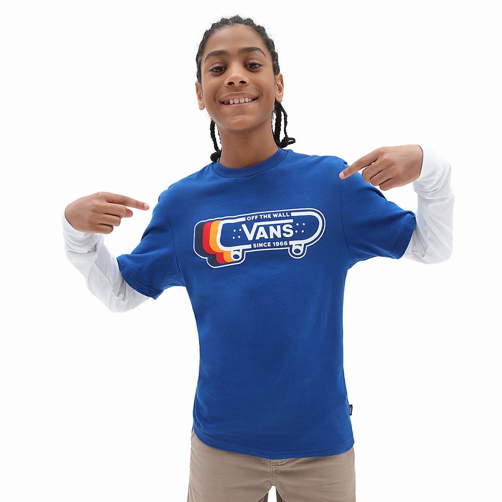 Kids\' Vans Sk8 Since 1966 Twofer Long Sleeve (8-14 years) T Shirts Blue | USA64817