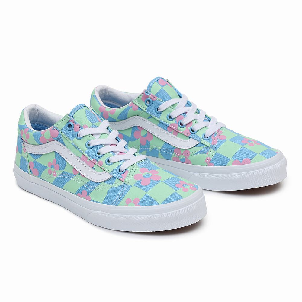 Kids\' Vans Skool (8-14 years) Sneakers Blue / Green | USA29175