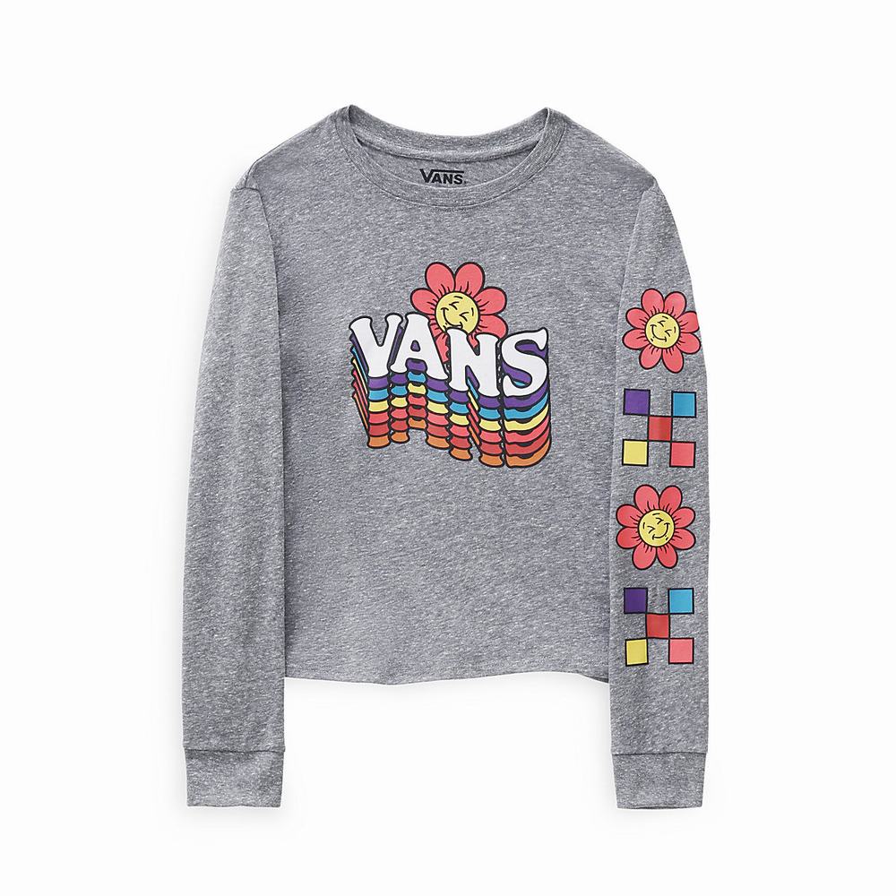 Kids' Vans Smile Repeater Long Sleeve Shorty Tee (8-14 years) T Shirts Grey | USA92043