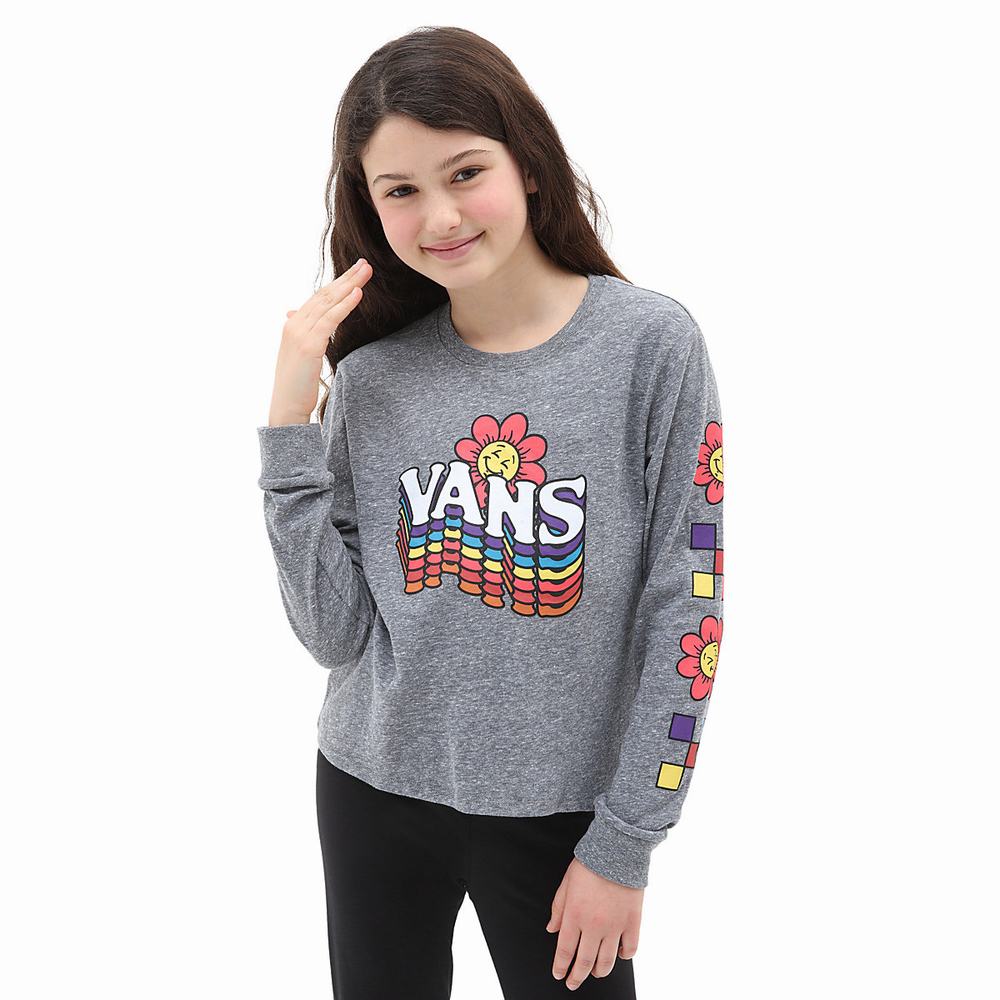 Kids\' Vans Smile Repeater Long Sleeve Shorty Tee (8-14 years) T Shirts Grey | USA92043