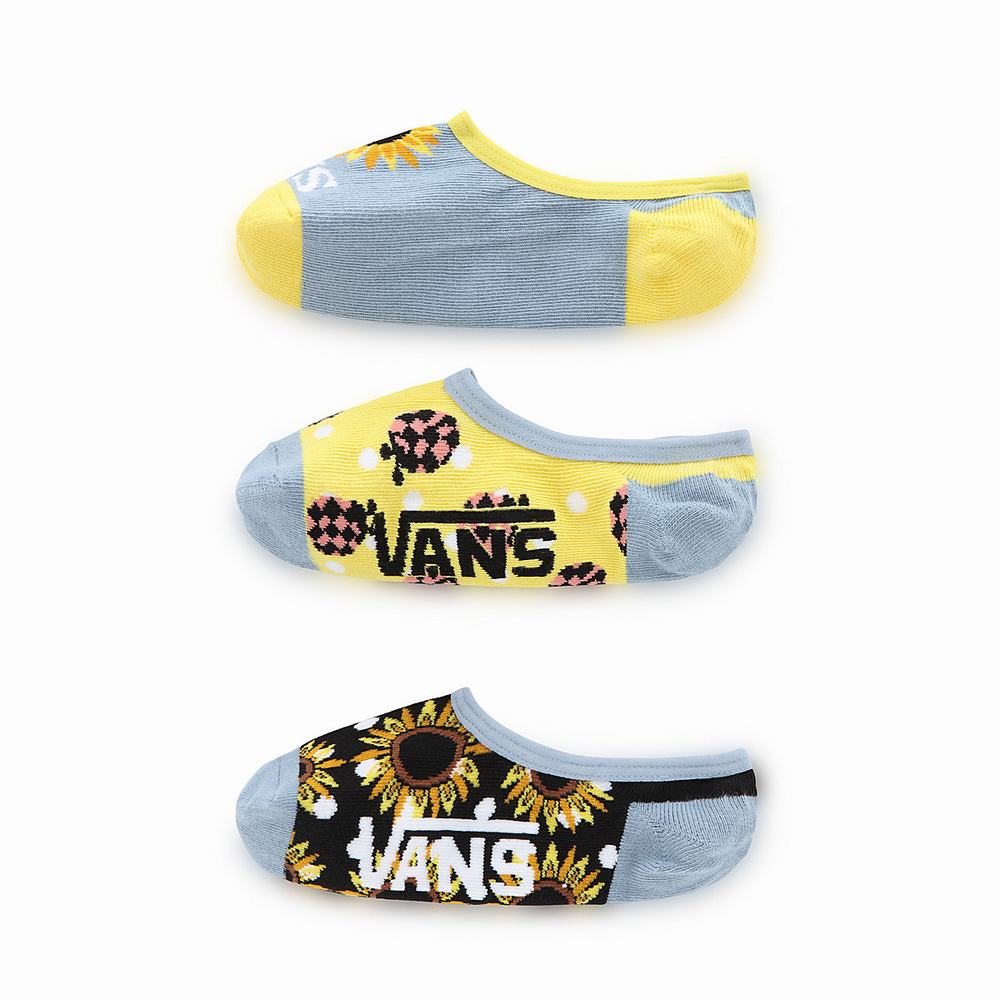 Kids\' Vans Sunflower Mix Canoodle (3 pairs) Socks Black / White | USA80327