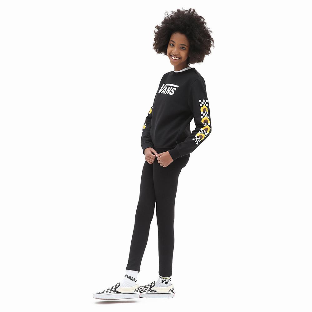 Kids' Vans Sunlit Crew (8-14 years) Sweatshirts Black | USA42593