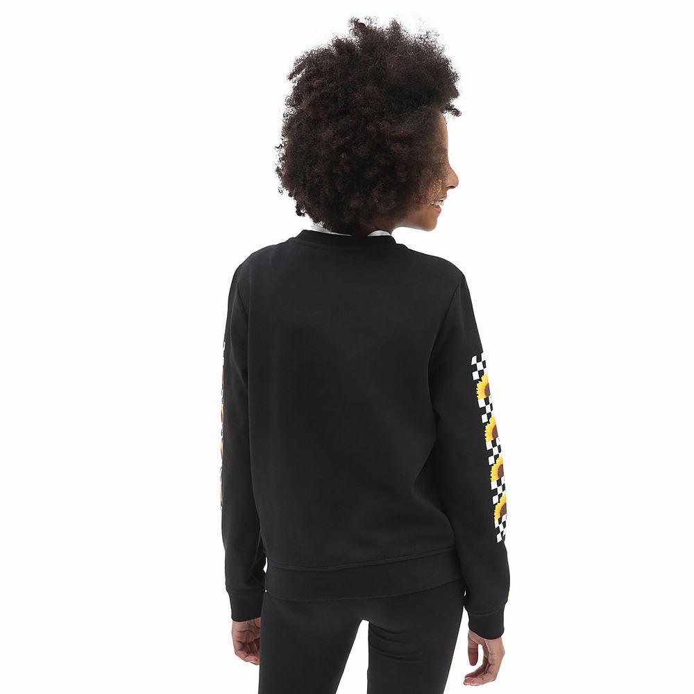 Kids' Vans Sunlit Crew (8-14 years) Sweatshirts Black | USA42593