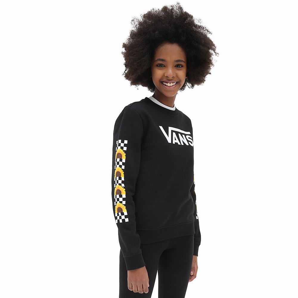 Kids\' Vans Sunlit Crew (8-14 years) Sweatshirts Black | USA42593