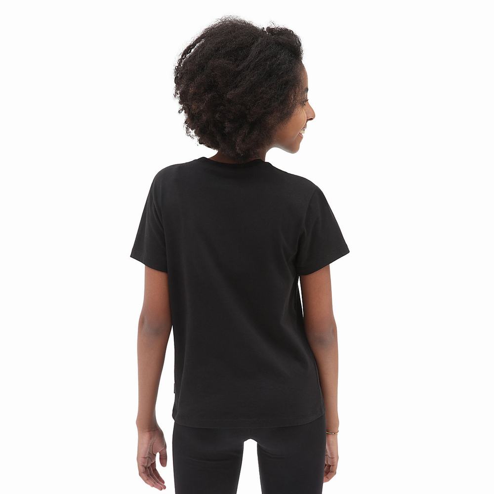 Kids' Vans Sunlit V Crew (8-14 years) T Shirts Black | USA31078