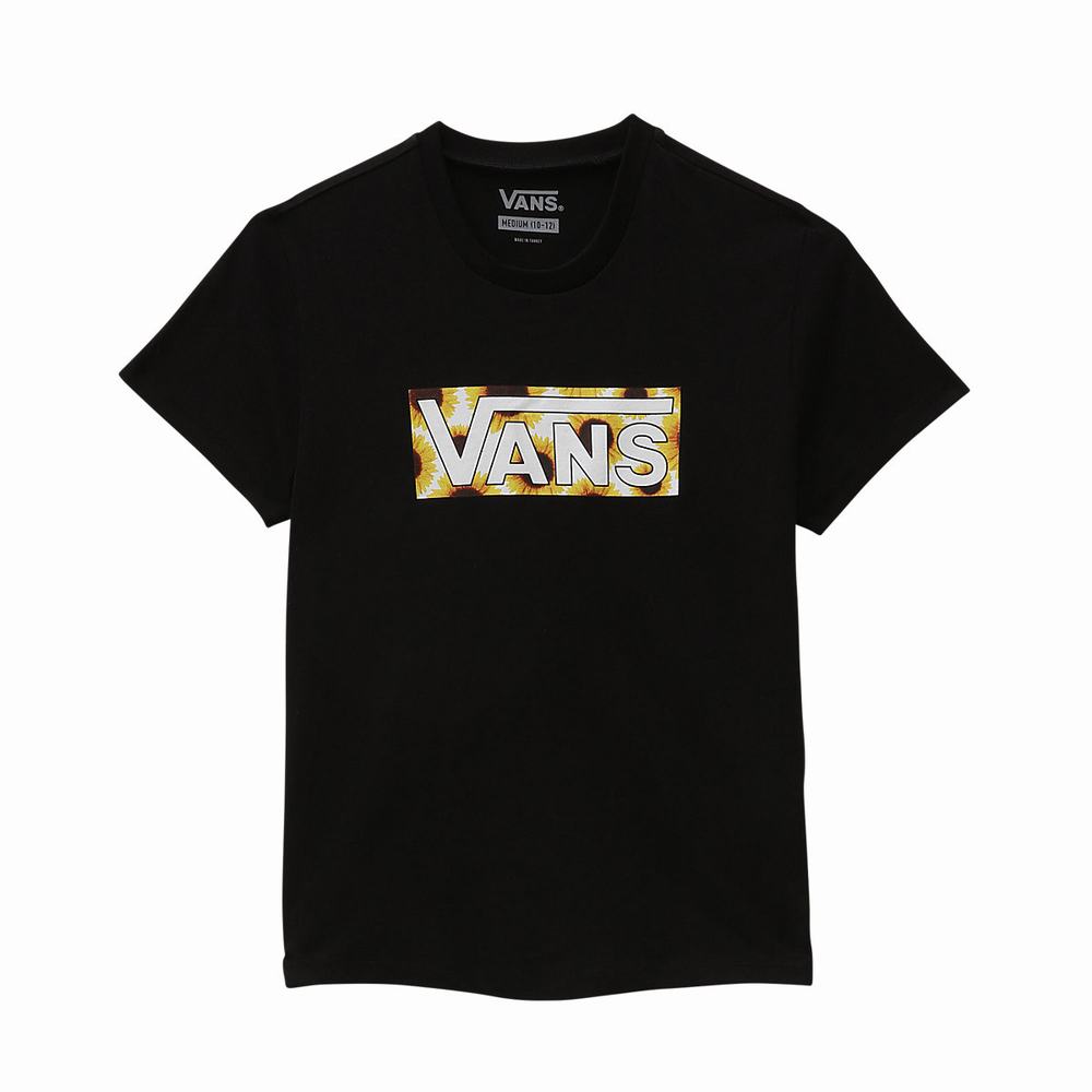 Kids' Vans Sunlit V Crew (8-14 years) T Shirts Black | USA31078