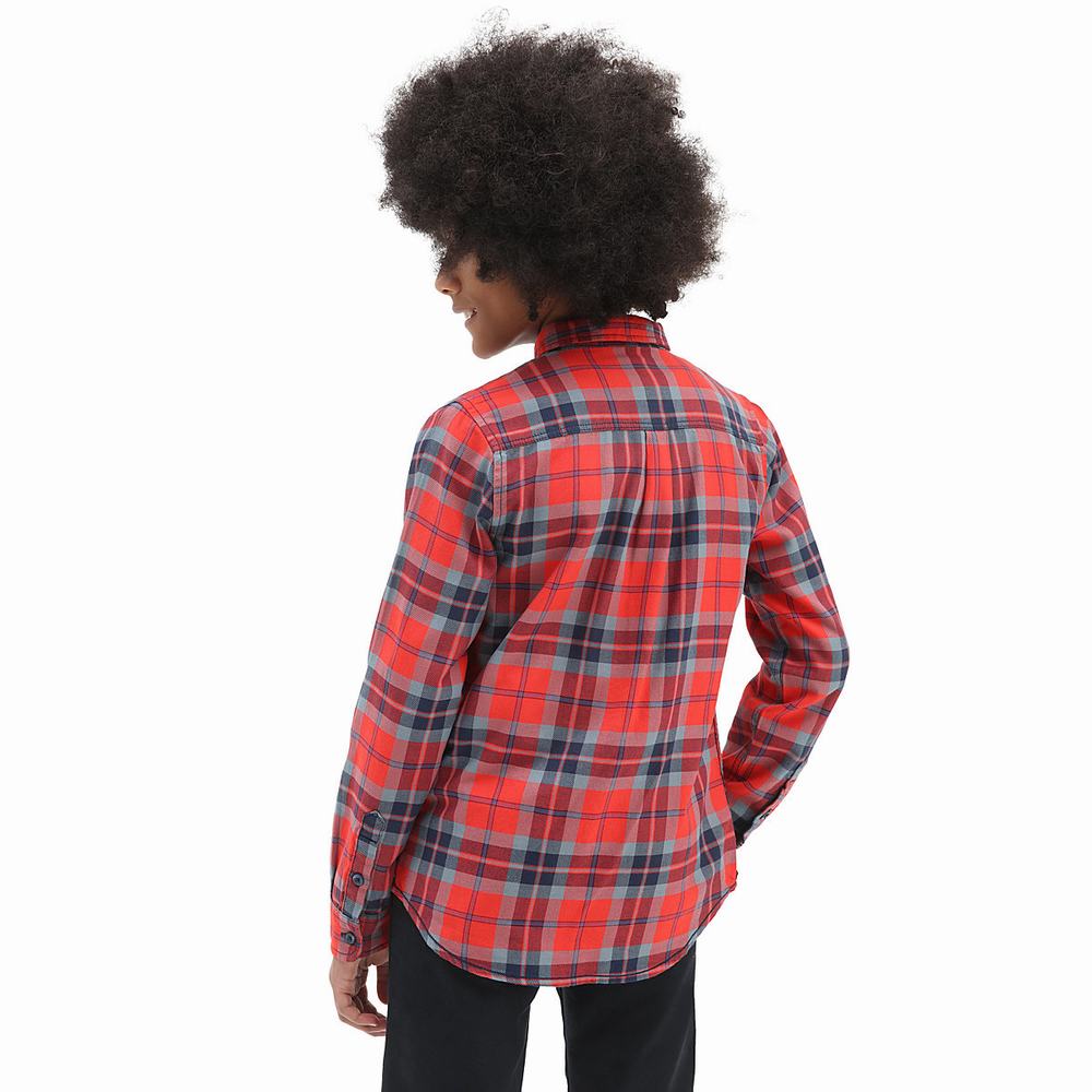 Kids' Vans Sycamore Buttondown (8-14 years) Shirts Red | USA68579