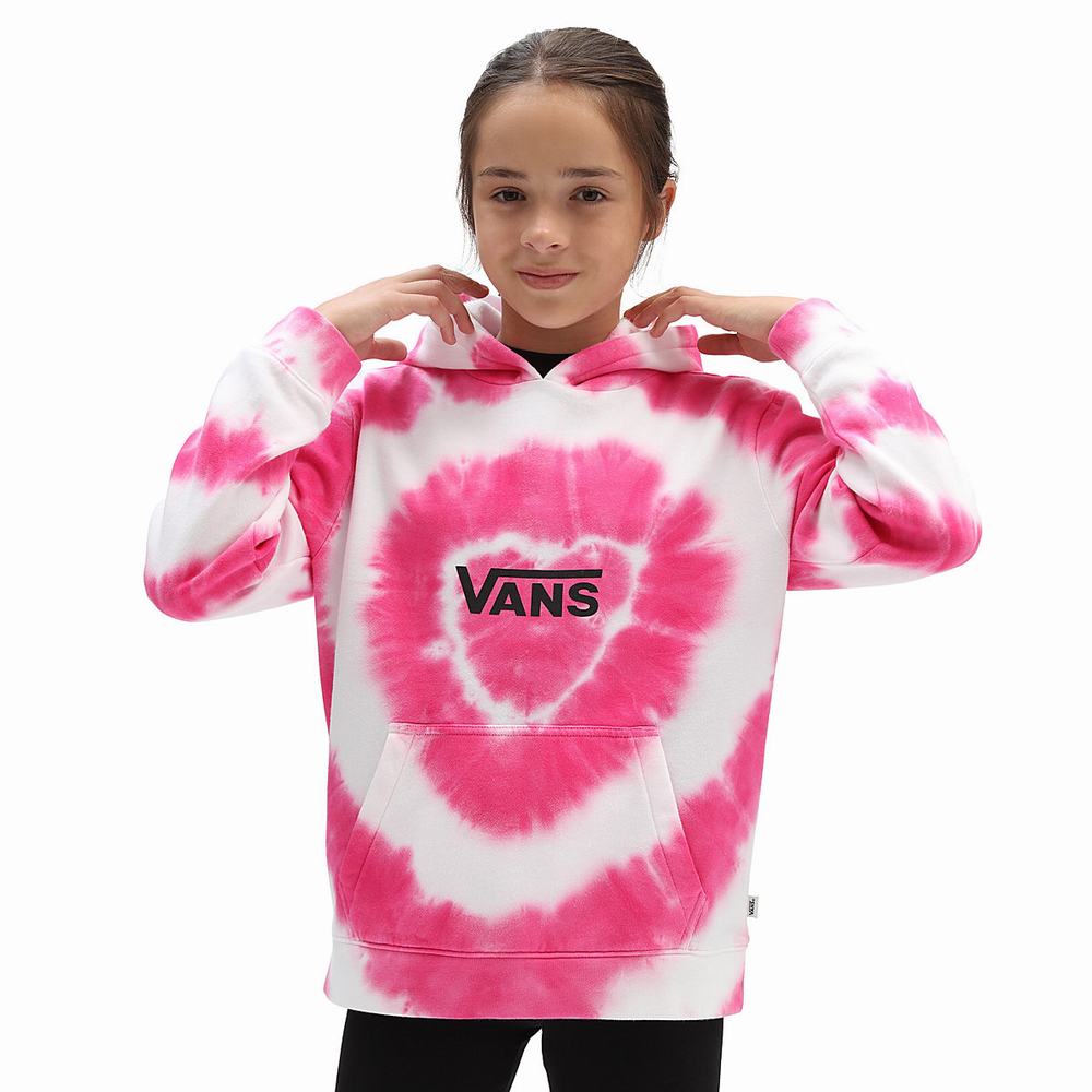 Kids\' Vans Tie Dye Heart (8-14 years) Hoodie Pink | USA40985