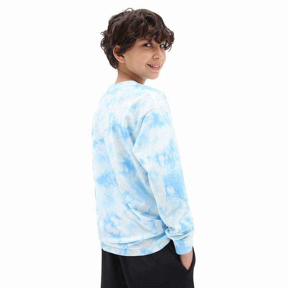 Kids' Vans Tie Dye Long Sleeve (8-14 years) T Shirts Blue | USA67901