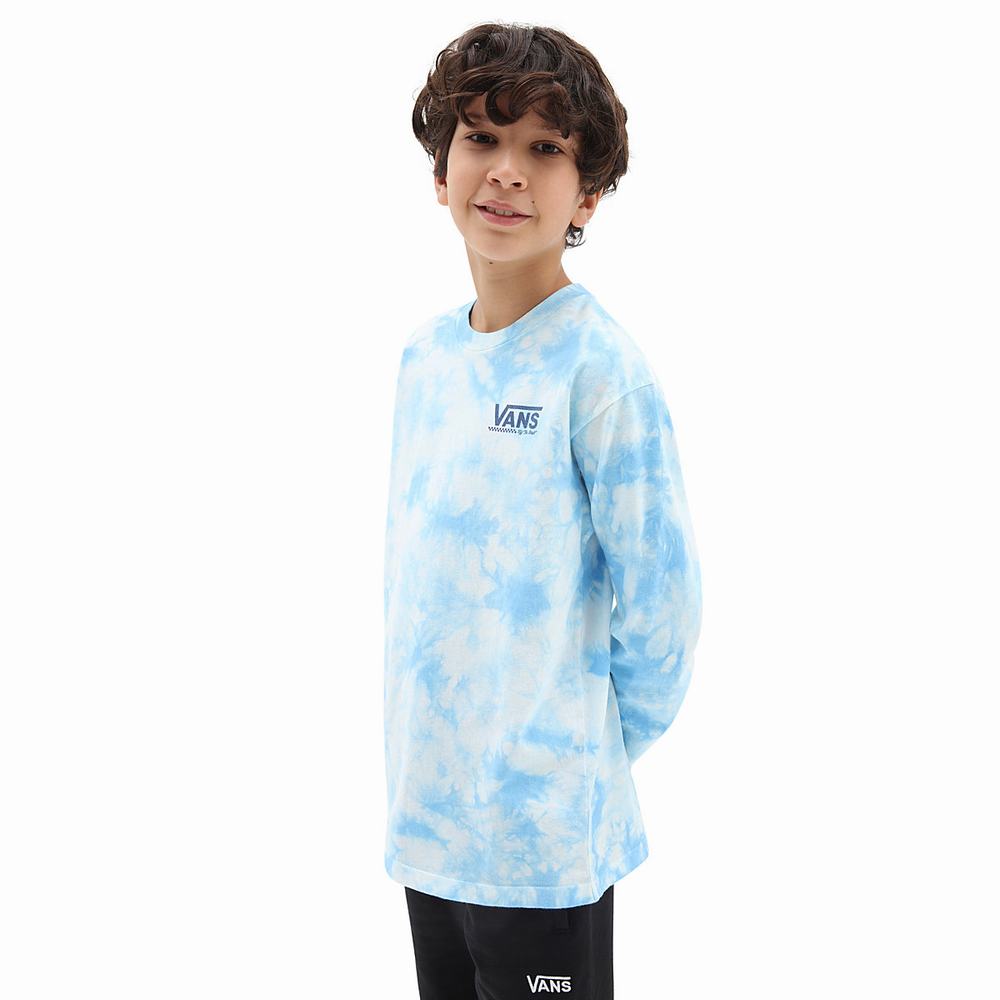 Kids\' Vans Tie Dye Long Sleeve (8-14 years) T Shirts Blue | USA67901