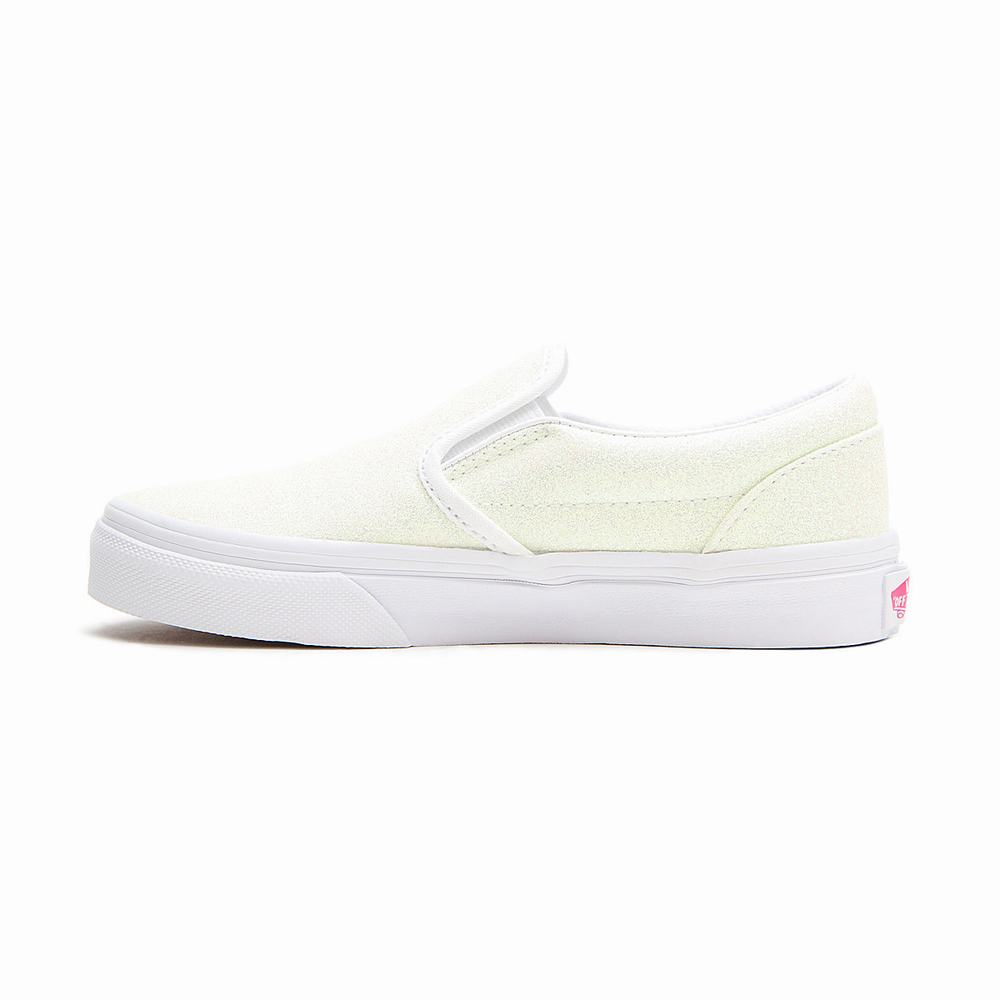 Kids' Vans UV Glitter Classic (4-8 years) Slip On Shoes White | USA46735