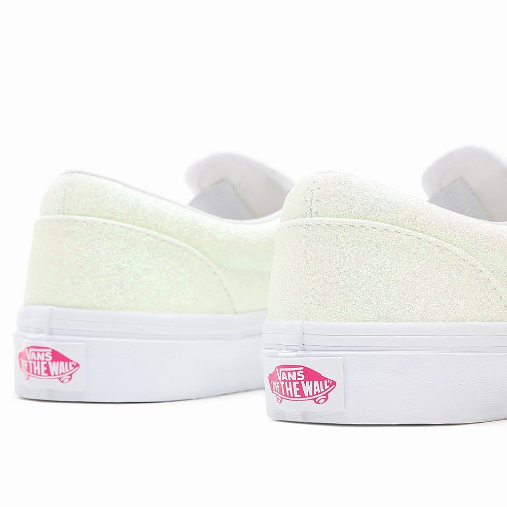 Kids' Vans UV Glitter Classic (4-8 years) Slip On Shoes White | USA46735