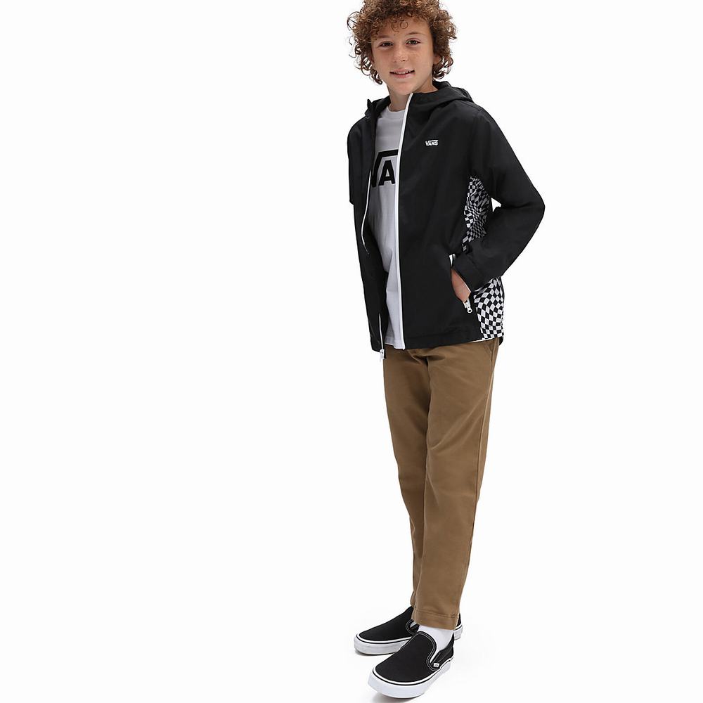 Kids' Vans Warp Check Windbreaker (8-14+ years) Jackets Black | USA32168