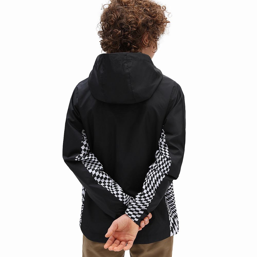 Kids' Vans Warp Check Windbreaker (8-14+ years) Jackets Black | USA32168