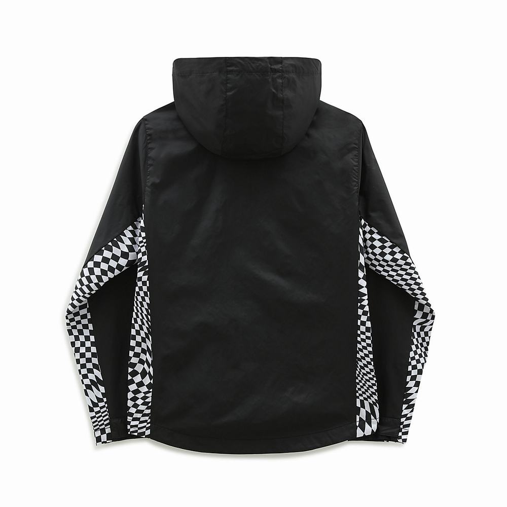 Kids' Vans Warp Check Windbreaker (8-14+ years) Jackets Black | USA32168