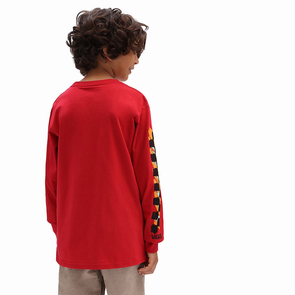 Kids' Vans X Crayola Long Sleeve (8-14 years) T Shirts Red | USA04965