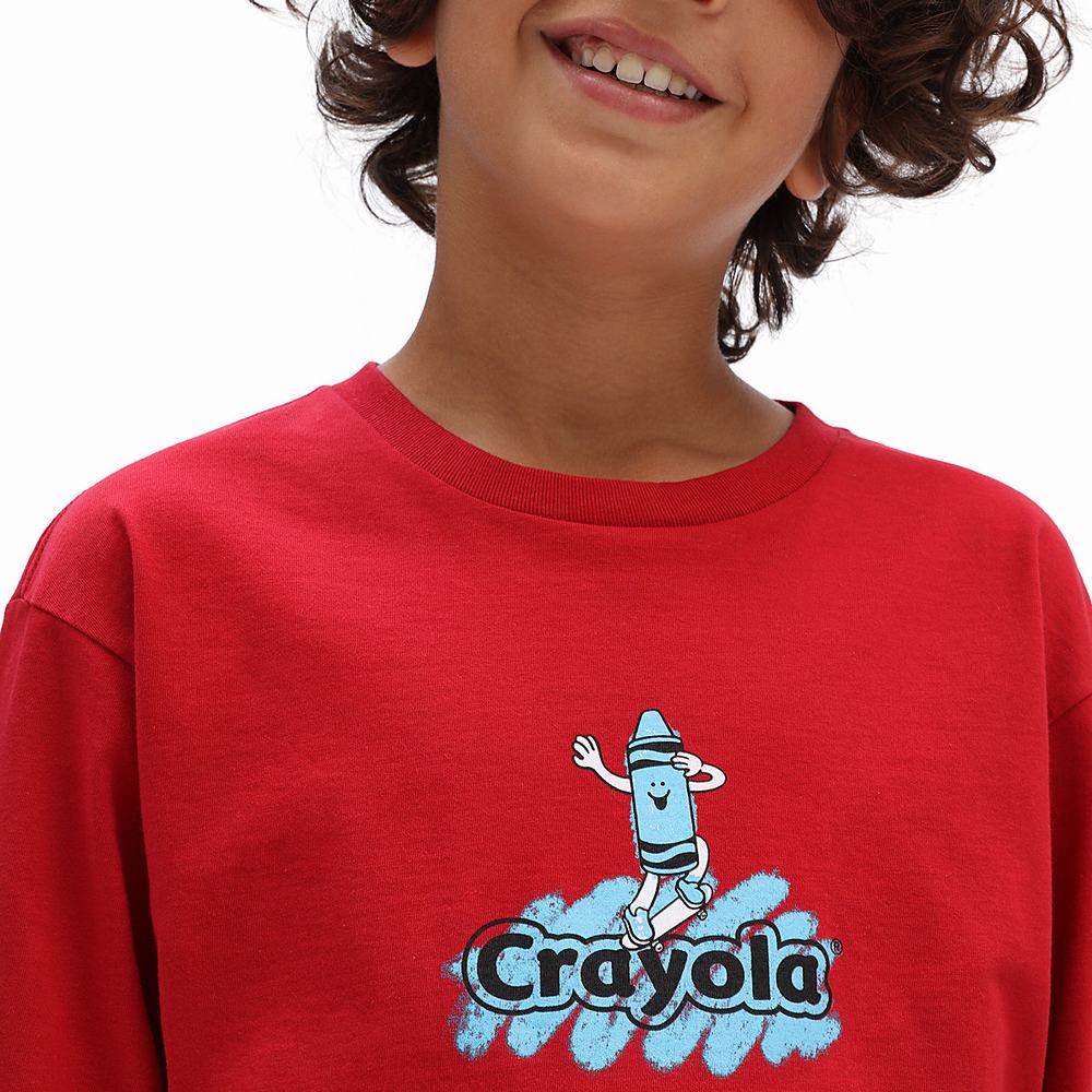 Kids' Vans X Crayola Long Sleeve (8-14 years) T Shirts Red | USA04965