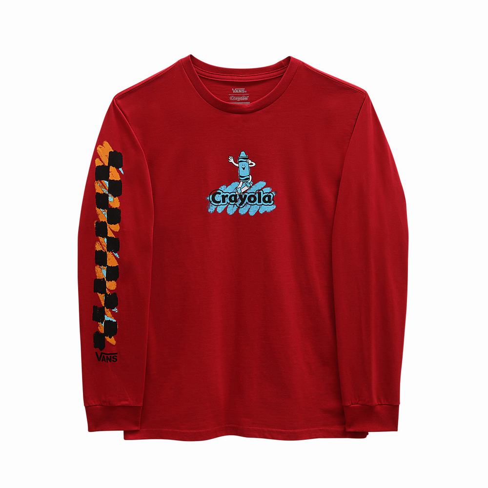 Kids' Vans X Crayola Long Sleeve (8-14 years) T Shirts Red | USA04965