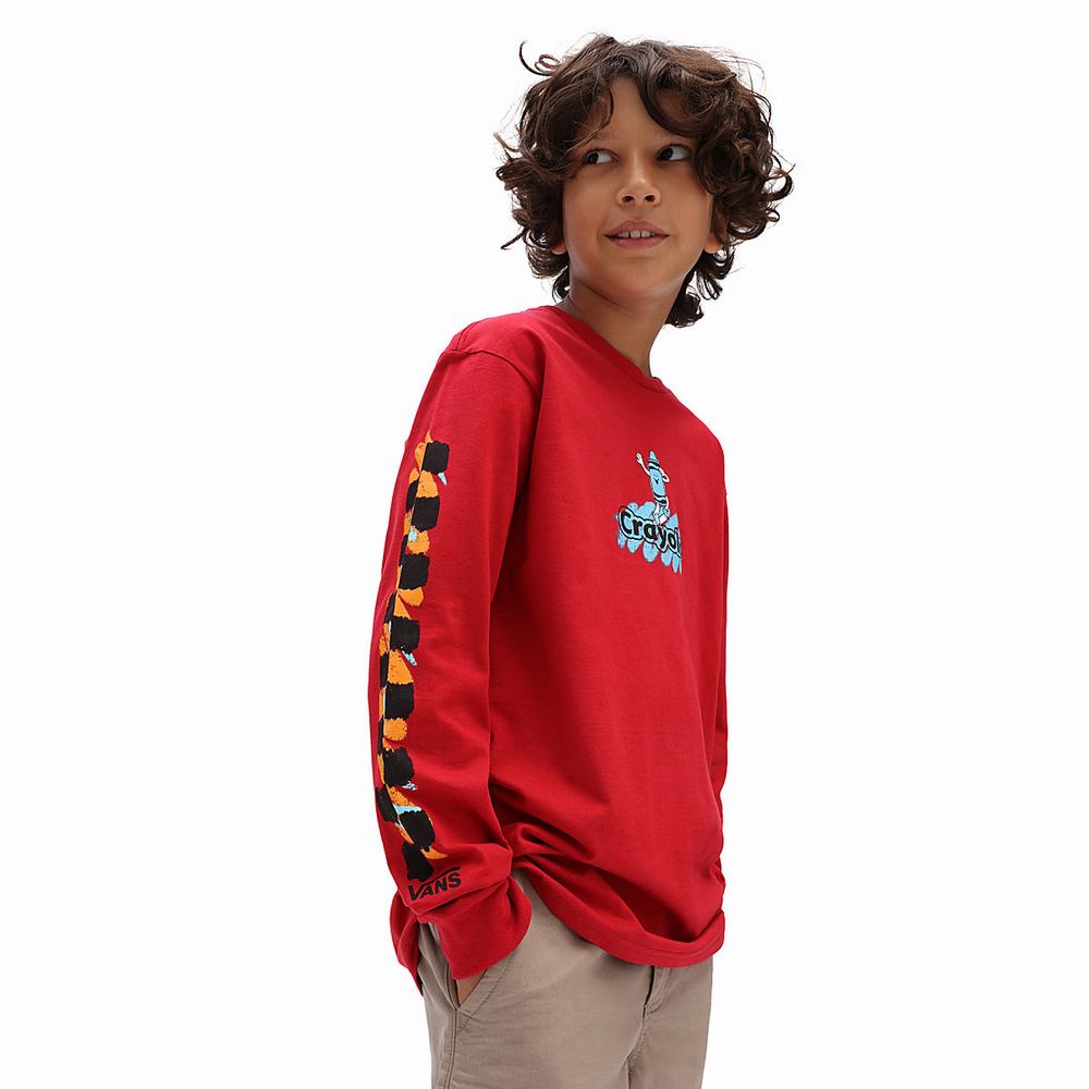 Kids\' Vans X Crayola Long Sleeve (8-14 years) T Shirts Red | USA04965