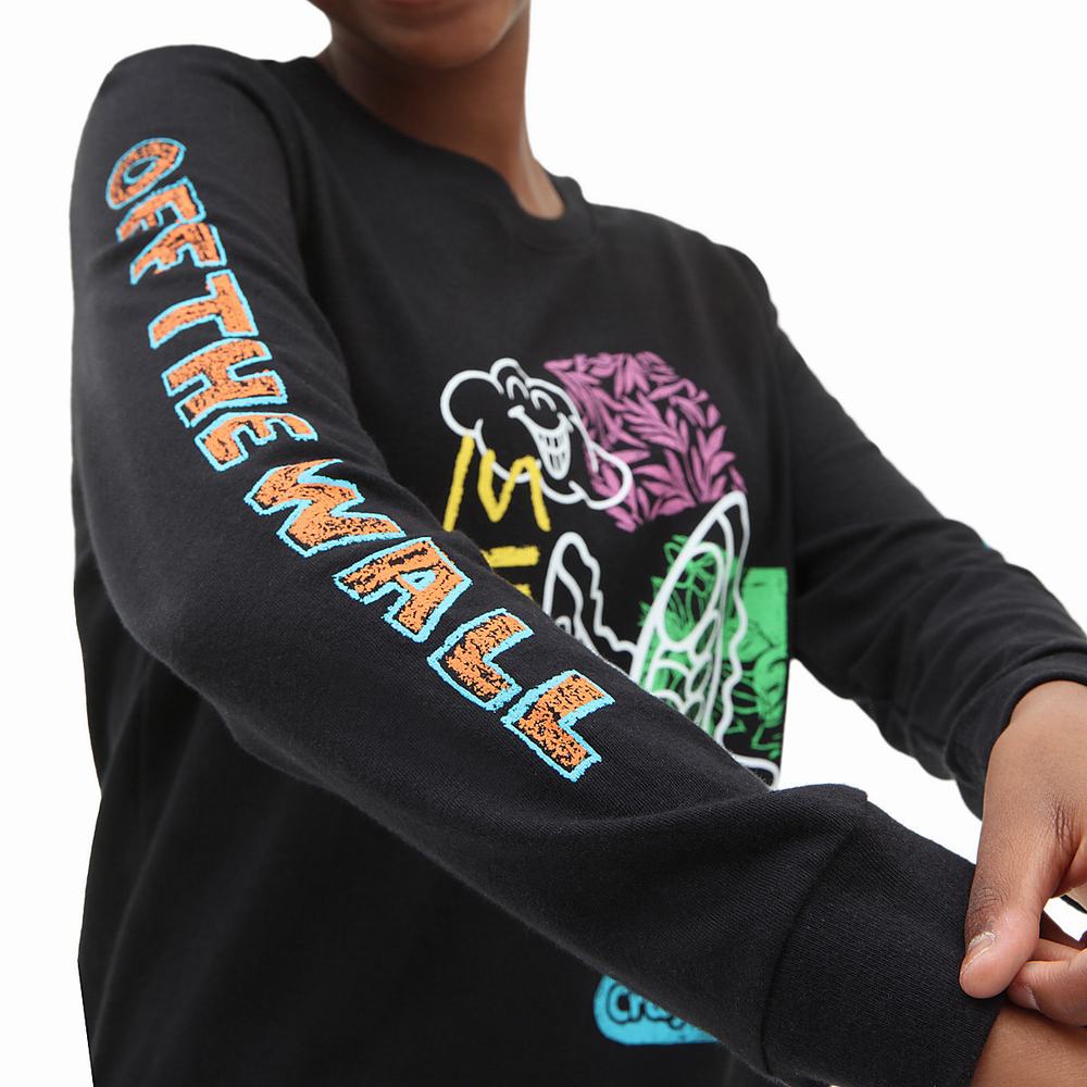 Kids' Vans X Crayola Long Sleeve (8-14 years) T Shirts Black | USA42630