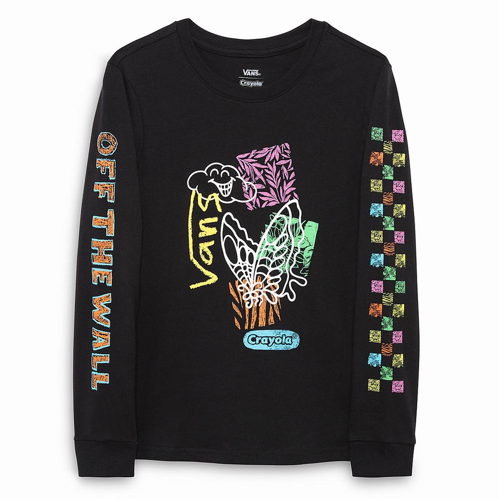 Kids' Vans X Crayola Long Sleeve (8-14 years) T Shirts Black | USA42630