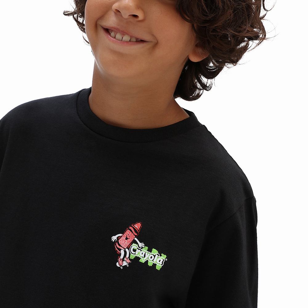 Kids' Vans X Crayola Vanosaur (8-14 years) T Shirts Black | USA63592