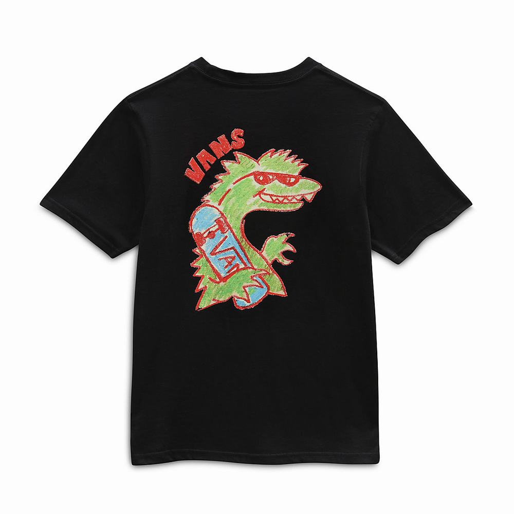 Kids' Vans X Crayola Vanosaur (8-14 years) T Shirts Black | USA63592