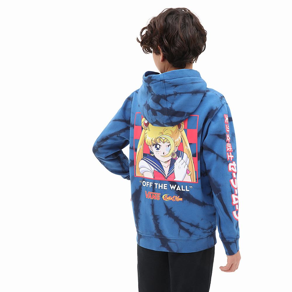 Kids\' Vans X Pretty Guardian Sailor Moon Fleece Tie Dye (8-14 years) Hoodie Blue | USA26938