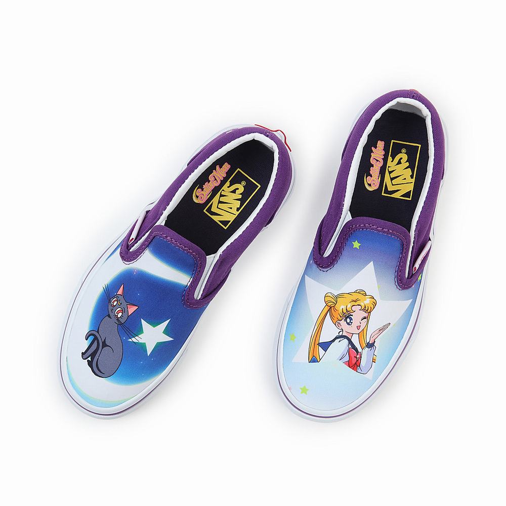 Kids' Vans X Pretty Guardian Sailor Moon Classic (4-8 years) Slip On Shoes Blue / Purple | USA36514