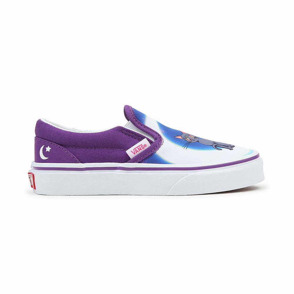 Kids' Vans X Pretty Guardian Sailor Moon Classic (4-8 years) Slip On Shoes Blue / Purple | USA36514