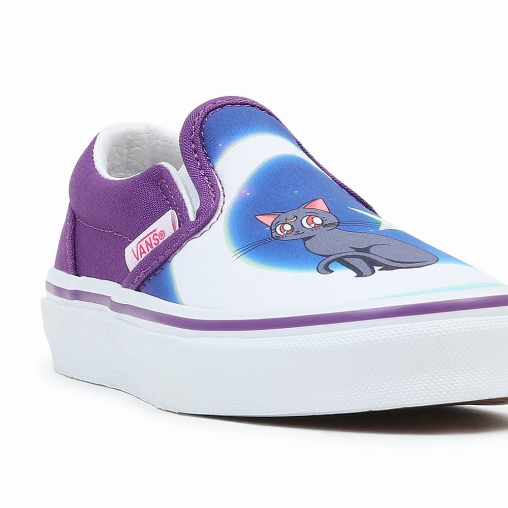 Kids' Vans X Pretty Guardian Sailor Moon Classic (4-8 years) Slip On Shoes Blue / Purple | USA36514