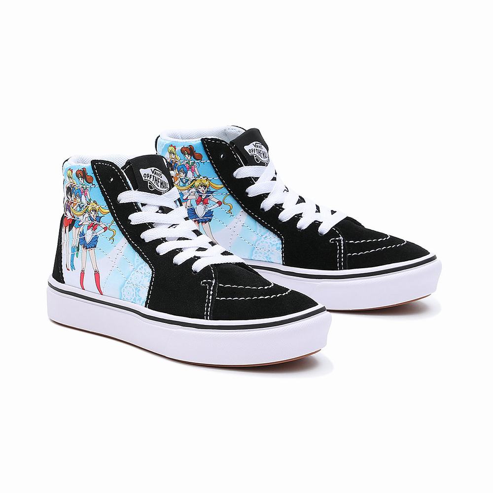 Kids' Vans X Pretty Guardian Sailor Moon ComfyCush Sk8-Hi (4-8 years) Sneakers Black | USA61794