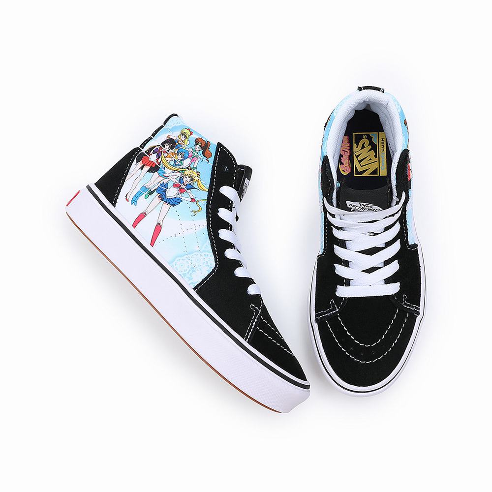 Kids' Vans X Pretty Guardian Sailor Moon ComfyCush Sk8-Hi (4-8 years) Sneakers Black | USA61794