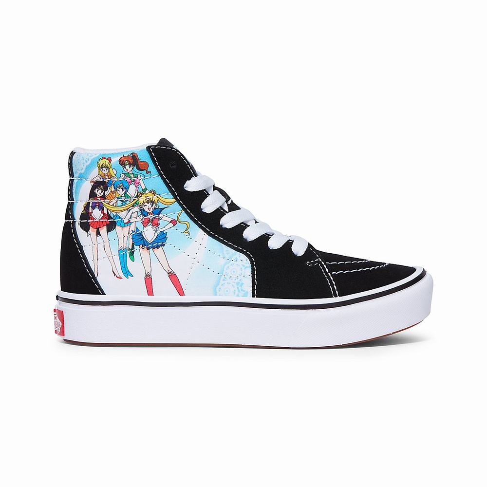 Kids' Vans X Pretty Guardian Sailor Moon ComfyCush Sk8-Hi (4-8 years) Sneakers Black | USA61794