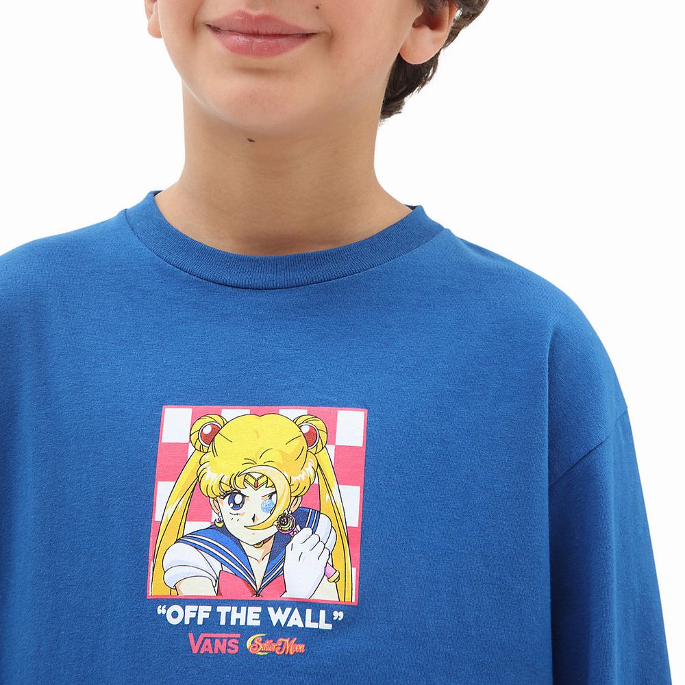 Kids' Vans X Pretty Guardian Sailor Moon Graphic Long Sleeve (8-14 years) T Shirts Blue | USA84962