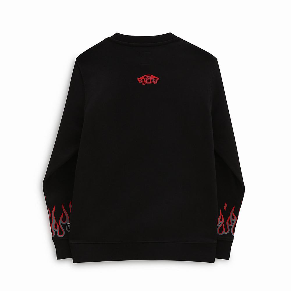 Kids' Vans x Thrasher Flame Crew (8-14 years) Sweatshirts Black | USA02938