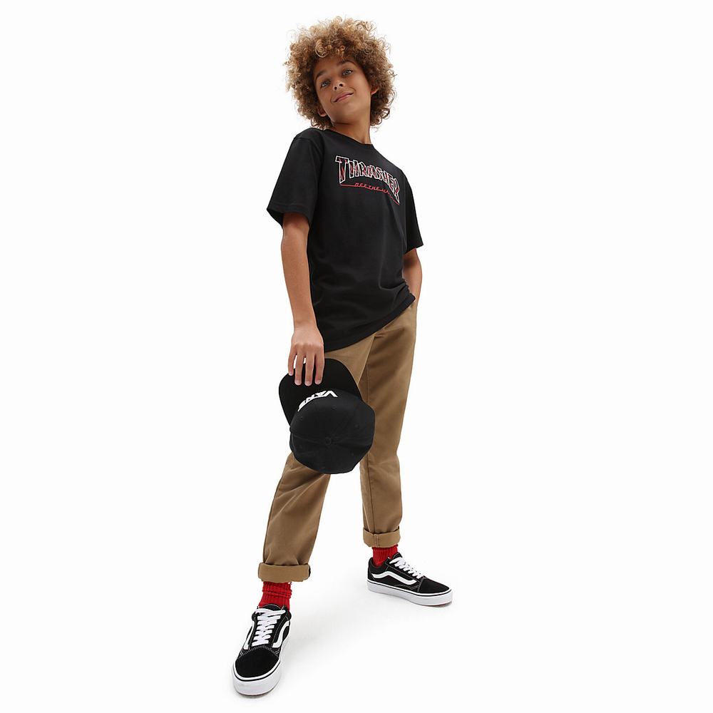 Kids' Vans x Thrasher OTW Logo (8-14 years) T Shirts Black | USA13796