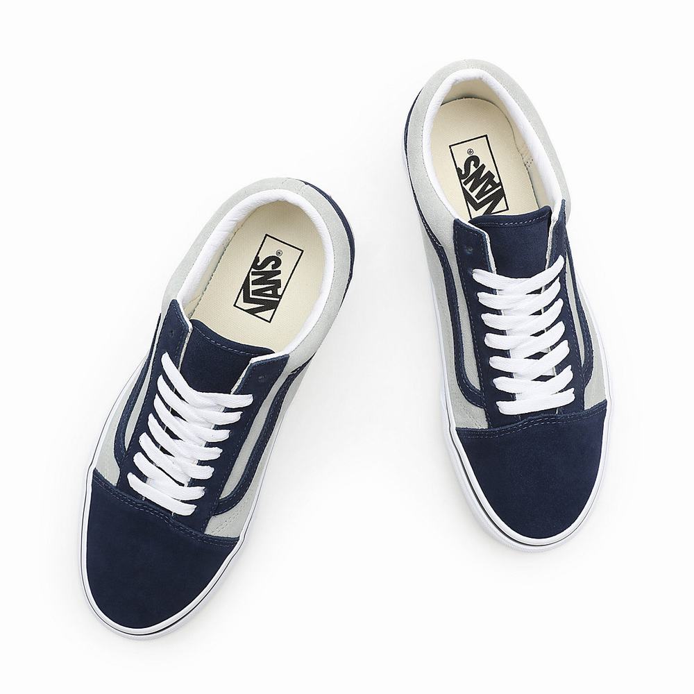 Men's Vans 2-Tone Suede Old Skool Low Top Shoes Grey / Navy | USA86304