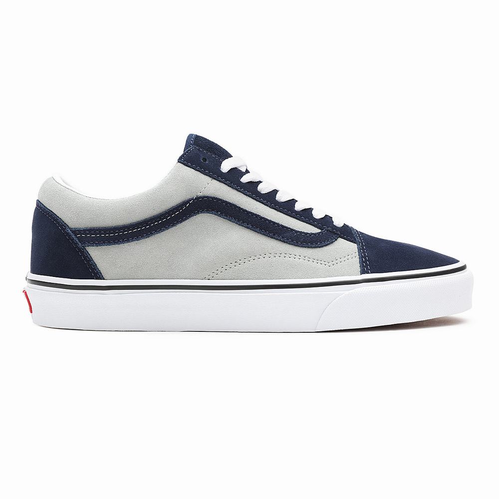 Men's Vans 2-Tone Suede Old Skool Low Top Shoes Grey / Navy | USA86304