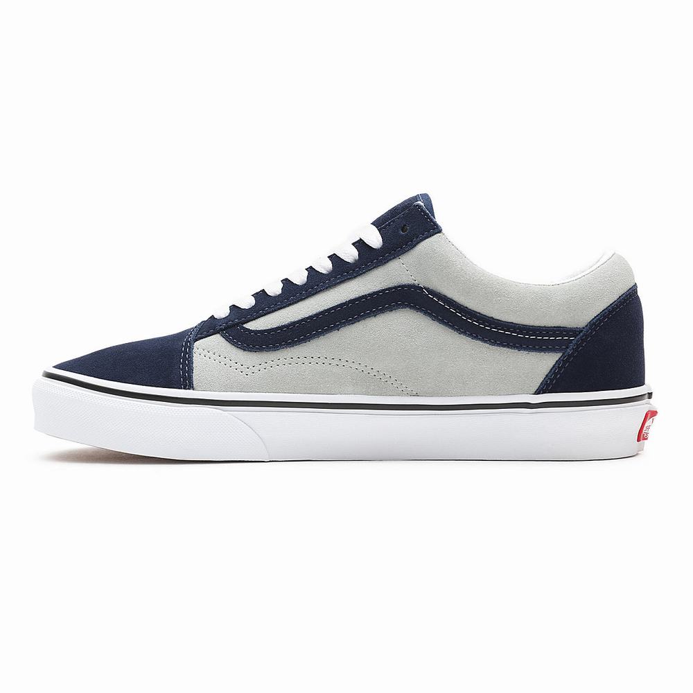 Men's Vans 2-Tone Suede Old Skool Low Top Shoes Grey / Navy | USA86304