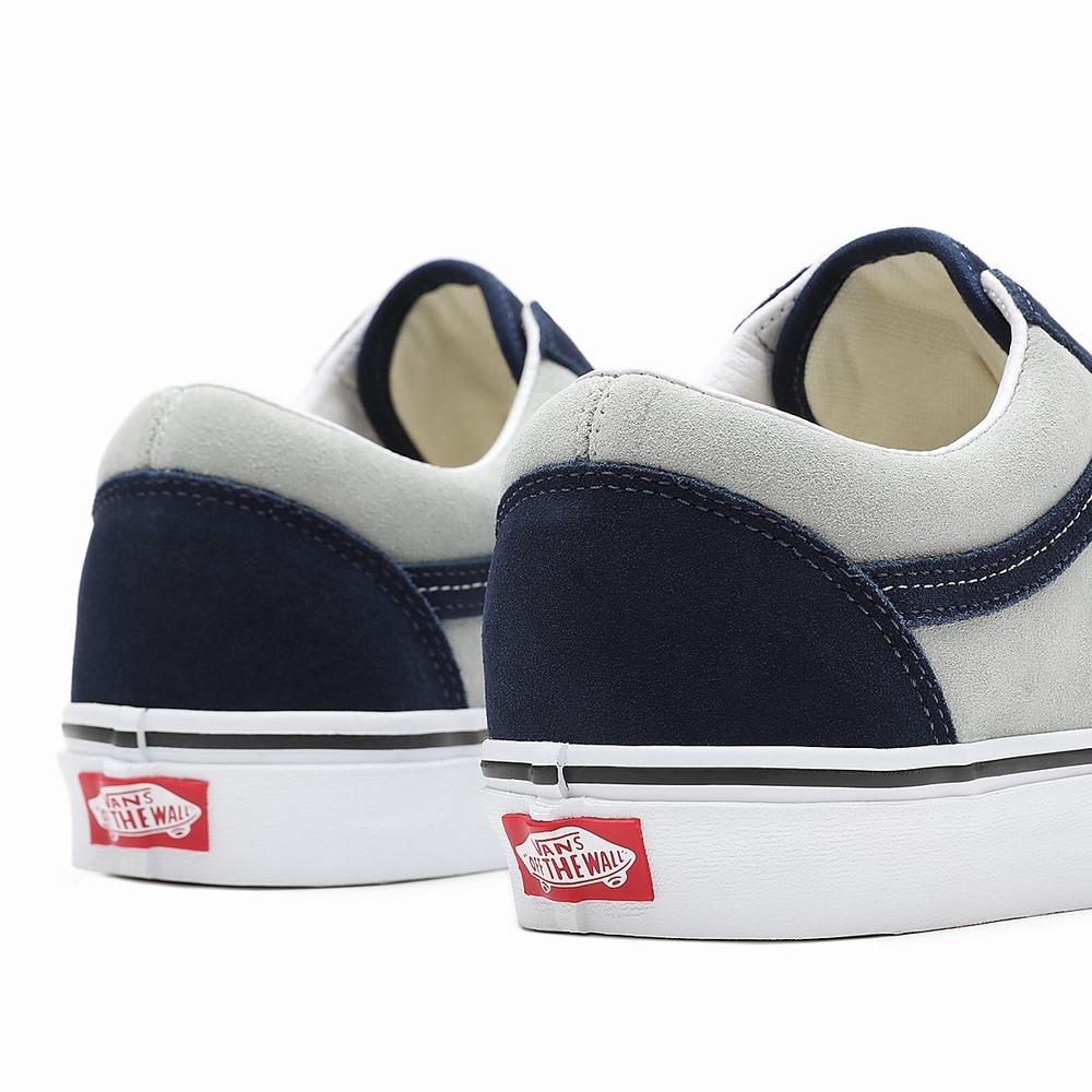 Men's Vans 2-Tone Suede Old Skool Low Top Shoes Grey / Navy | USA86304