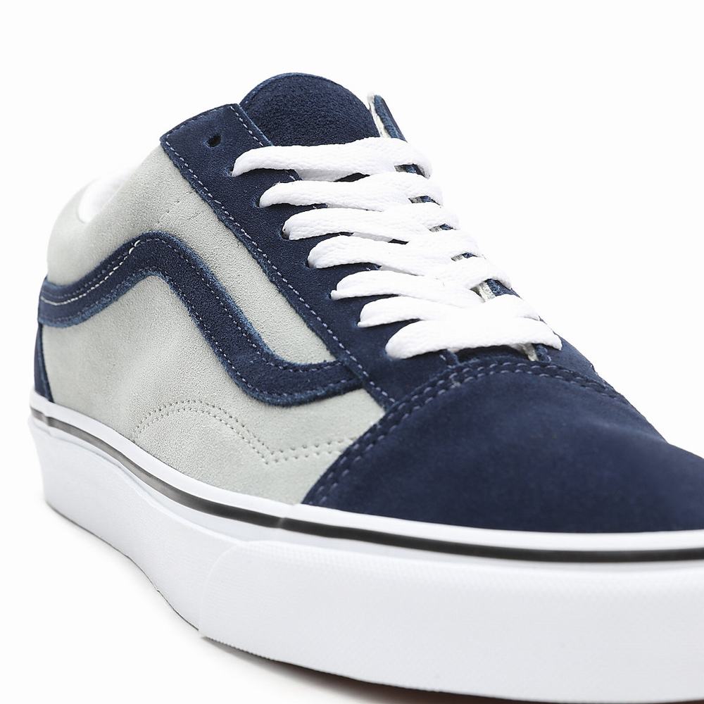 Men's Vans 2-Tone Suede Old Skool Low Top Shoes Grey / Navy | USA86304