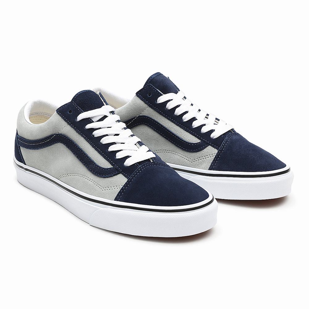 Men\'s Vans 2-Tone Suede Old Skool Low Top Shoes Grey / Navy | USA86304