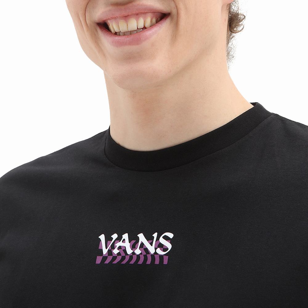 Men's Vans Abstract Daze Long Sleeve T Shirts Black | USA89751