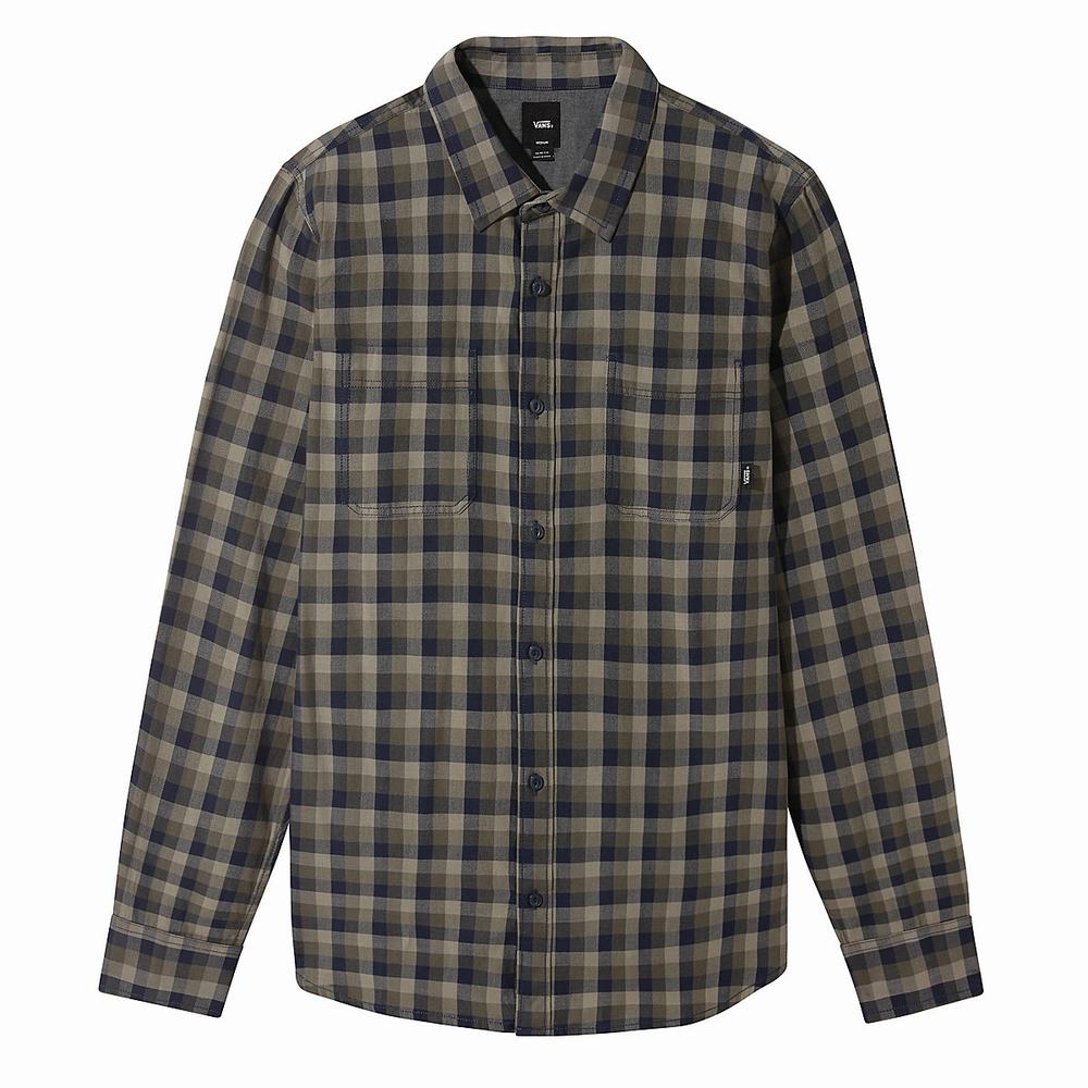 Men\'s Vans Alameda Flannel Shirts Blue / Yellow | USA38924