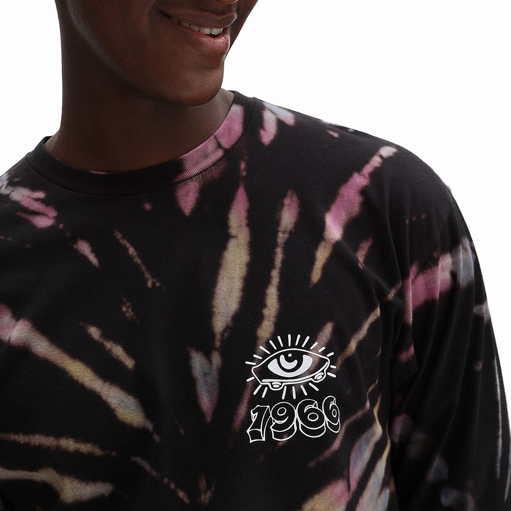 Men's Vans All Seeing Space Dye Long Sleeve T Shirts Black | USA04785