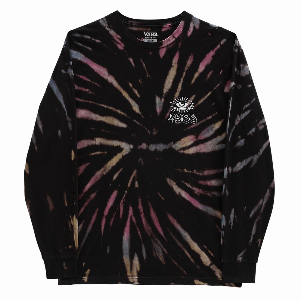 Men's Vans All Seeing Space Dye Long Sleeve T Shirts Black | USA04785